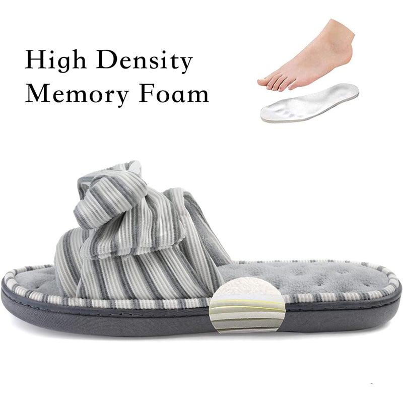 ULTRAIDEAS Women's Eurytides Slide Slippers Memory Foam House Shoes, Light Grey, 7-8 - Image 2